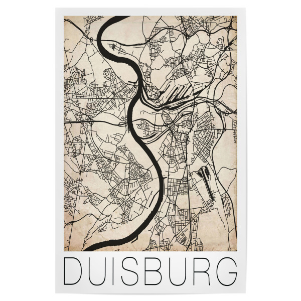 Poster "Retro Map Duisburg Vintage Germany" artboxONE - Städte,Reise,Schwarzweiß