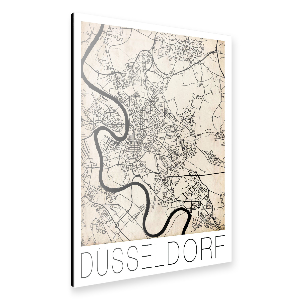 Retro Map Düsseldorf Vintage als Alu-Print bei artboxONE ...