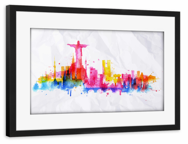 Poster mit Rahmen schwarz "Silhouette Rio" artboxONE - Städte / Rio de Janeiro