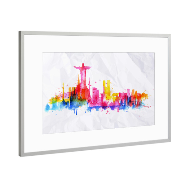 Poster mit Rahmen Silber "Silhouette Rio" artboxONE - Städte / Rio de Janeiro