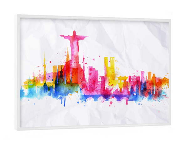 Poster mit weißem Rahmen "Silhouette Rio" artboxONE - Städte / Rio de Janeiro