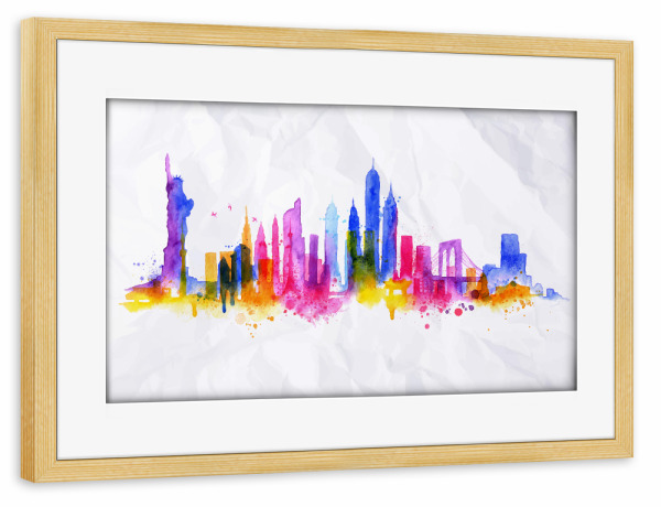Poster mit Rahmen kiefer "Silhouette New York" artboxONE - Städte / New York