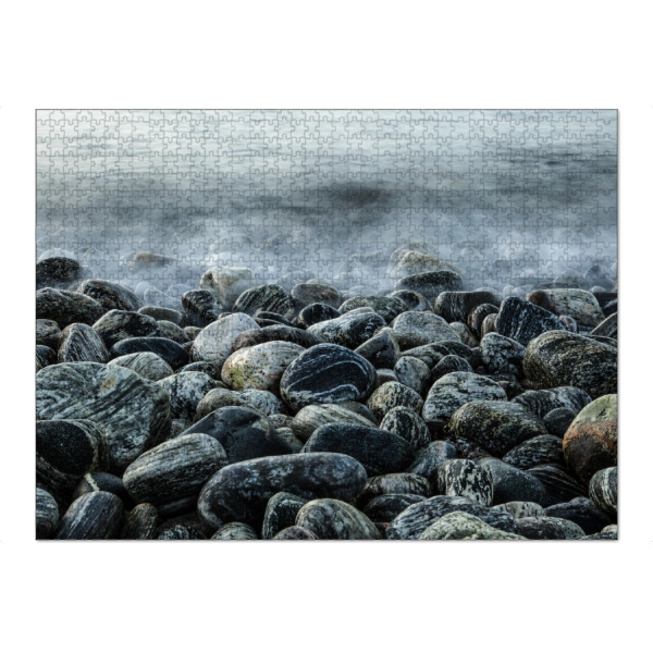 Puzzle Ravensburger "Steine I" artboxONE - Natur - Steine,Küste,Wasser,Langzeitbelichtung,Wellen,Meer,Norwegen - Bild steine
