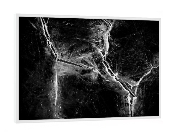 Poster mit weißem Rahmen "Eiskunst XVI" artboxONE - Natur,Abstrakt,Schwarzweiß