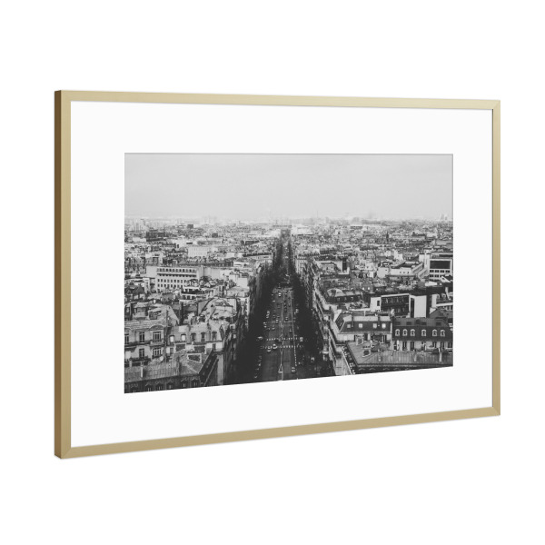 Poster mit Rahmen Gold "PARIS, FRANCE" artboxONE - Städte,Reise,Schwarzweiß,Städte / Paris,Reise / Länder