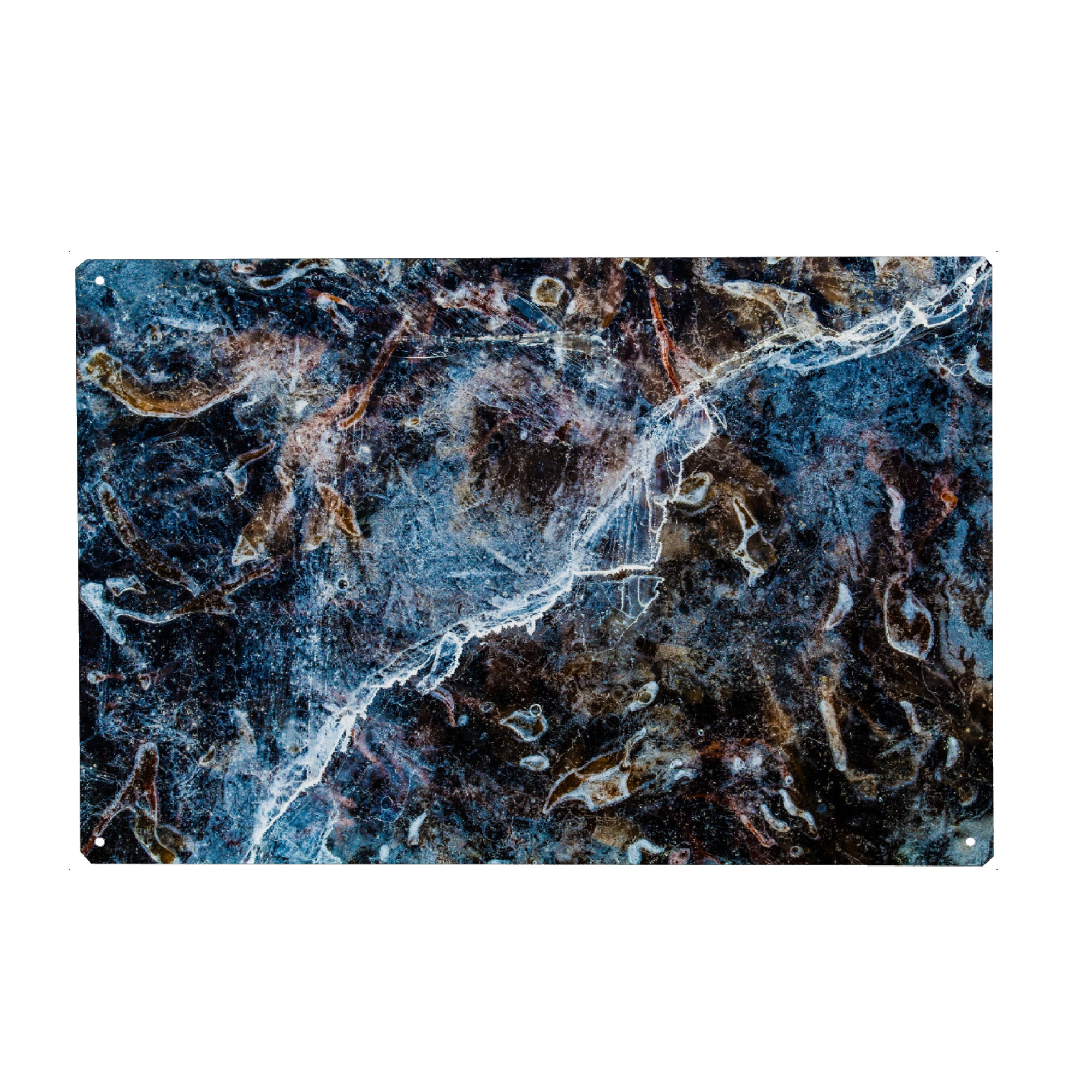 Metall Poster "Eiskunst XIII" artboxONE - Natur,Abstrakt - Eis,Eiskunst,Eiskristalle,Eisformation,Zugefroren,Frost,Frostig,Winter - Blechschild