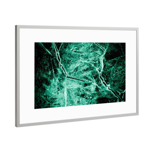 Poster mit Rahmen Silber "Eiskunst XII" artboxONE - Natur,Abstrakt - Eis,Eiskunst,Eisformation,Eiskristalle,Zugefroren,Frost,Frostig,Winter