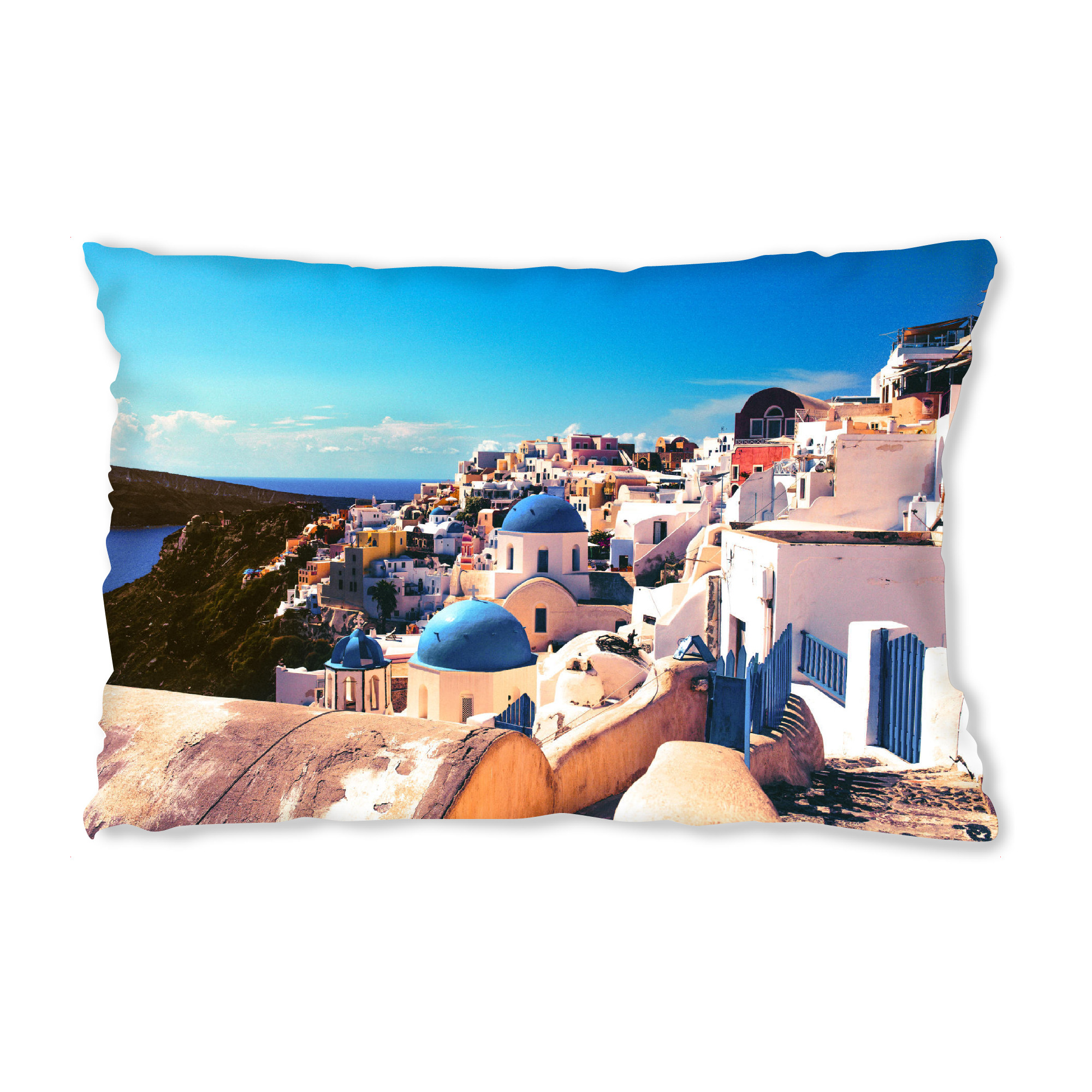Design-Kissen "SANTORINI, GREECE" artboxONE - Städte,Reise,Reise / Strand und Meer,Reise / Länder