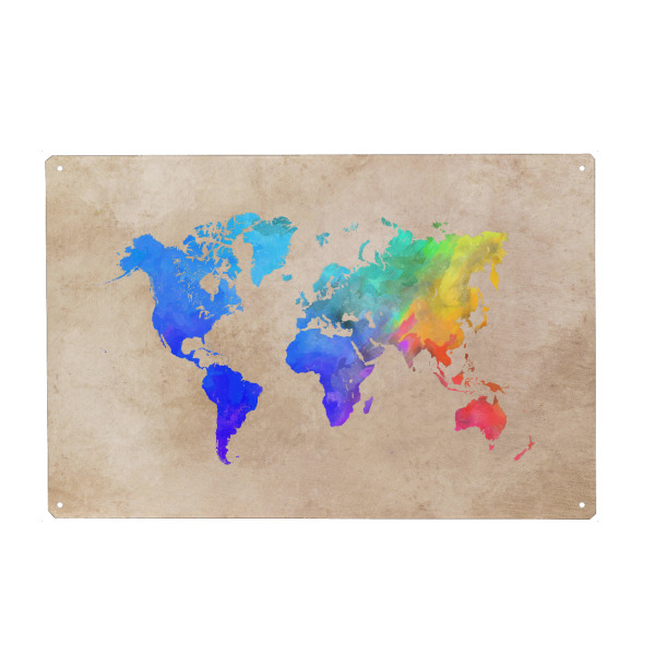 Metall Poster "World map niagara" artboxONE - Reise,Kartografie