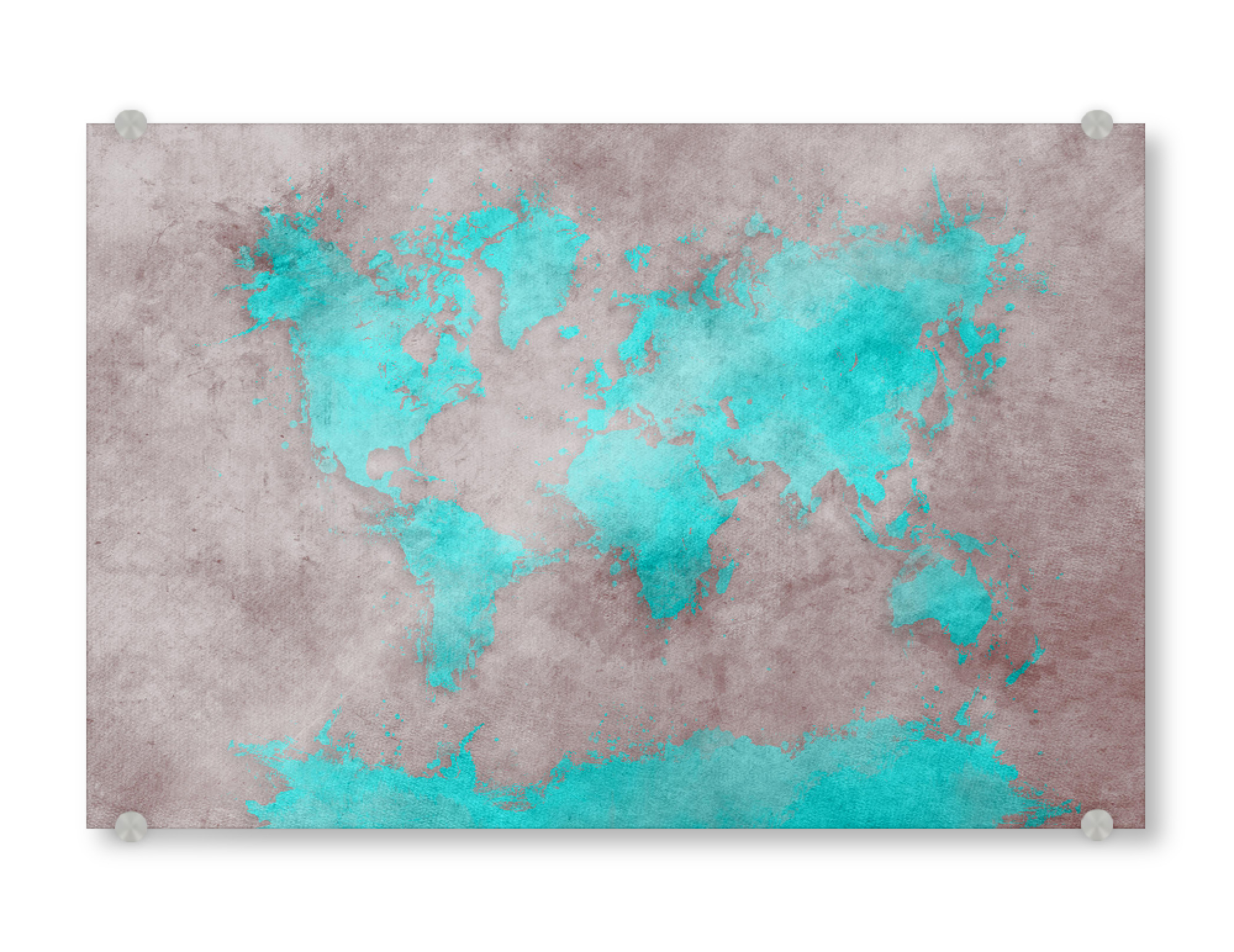 Acrylglasbild "World map 61 grey and blue" artboxONE - Kartografie