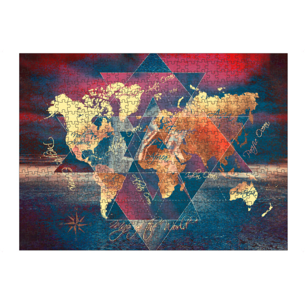 Puzzle Ravensburger "World map geometric dark special" artboxONE - Typografie,Geometrie,Kartografie