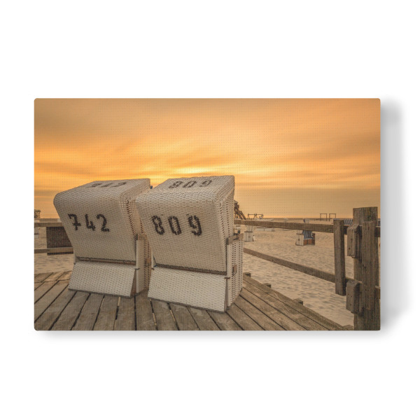 Leinwandbild "Strandkorb Nordsee Sonnenuntergang 2" artboxONE - Natur,Reise,Reise / Strand und Meer