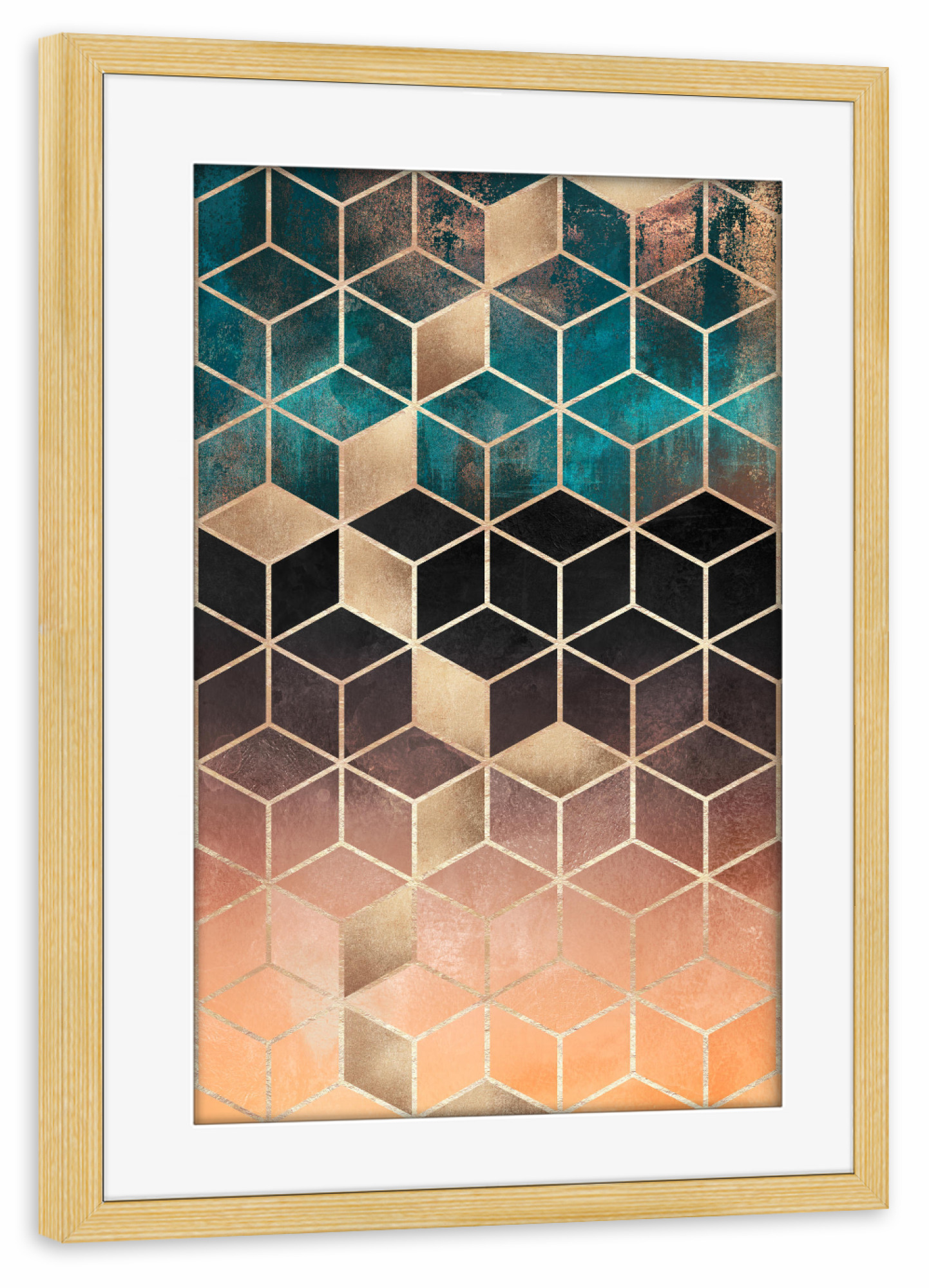 Poster mit Rahmen kiefer "Ombre Dream Cubes" artboxONE - Abstrakt,Geometrie