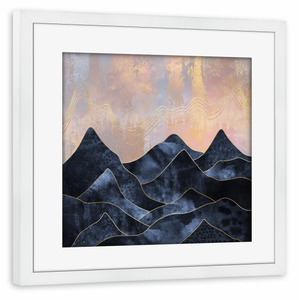 Poster mit Rahmen weiß "Mountainscape" artboxONE - Natur,Abstrakt - Grafik,Landschaft,Natur,Berge,Hügel,Draußen,Wildnis,Skandinavisch,Skandinavisch