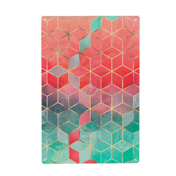 Holzbild "Rose And Turquoise Cubes" artboxONE - Abstrakt,Geometrie