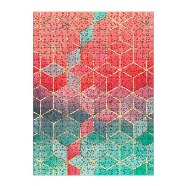 Puzzle Ravensburger "Rose And Turquoise Cubes" artboxONE - Abstrakt,Geometrie