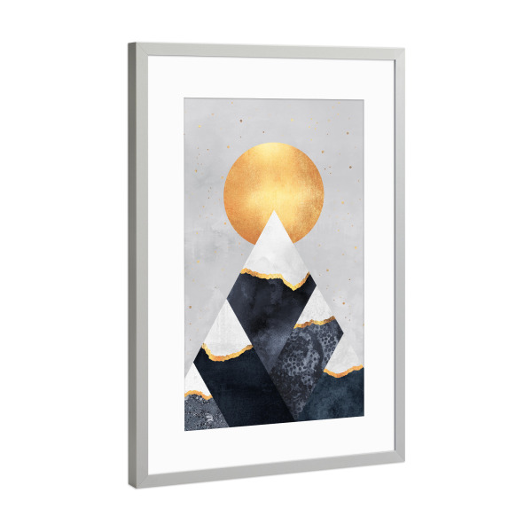 Poster mit Rahmen Silber "Winter Mountains" artboxONE - Natur,Geometrie