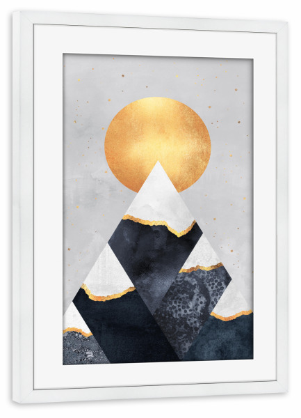 Poster mit Rahmen weiß "Winter Mountains" artboxONE - Natur,Geometrie
