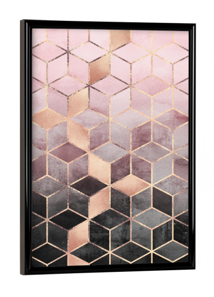 Poster mit schwarzem Rahmen "Pink Grey Gradient Cubes" artboxONE - Abstrakt,Geometrie - Rose,Gold,Rosegold,Geometrie,Formen,Abstrakt