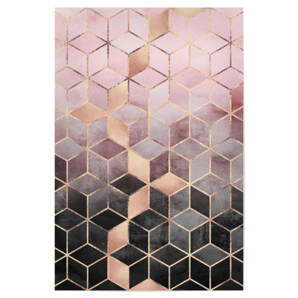 Poster 30x20 cm "Pink Grey Gradient Cubes" artboxONE - Abstrakt,Geometrie - Rose,Gold,Rosegold,Geometrie,Formen,Abstrakt
