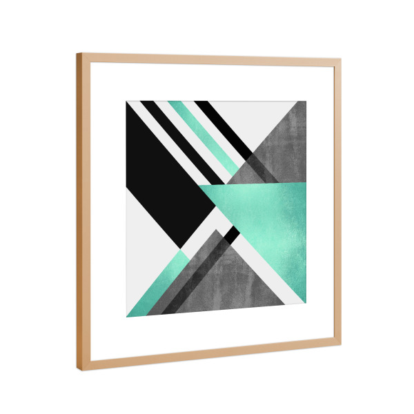 Poster mit Rahmen Kupfer "Foldings 1" artboxONE - Abstrakt,Geometrie