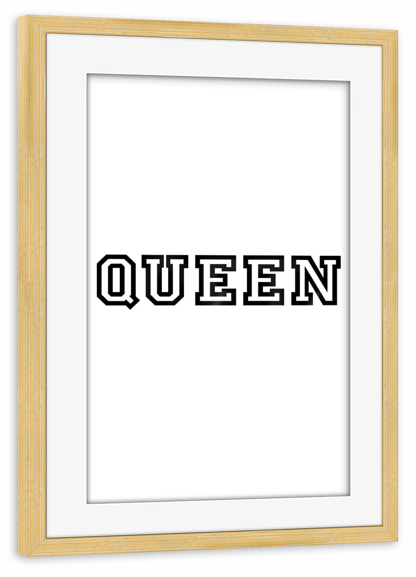 Poster mit Rahmen kiefer "Queen" artboxONE - Typografie,Schwarzweiß - Königin,Königin,König,König,Liebe,College,Typo,Typografie