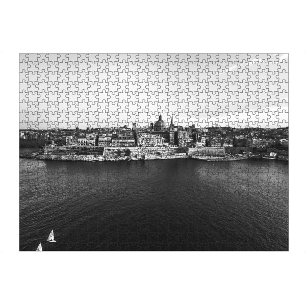 Puzzle Ravensburger "VALETTA WATERFRONT" artboxONE - Reise,Schwarzweiß,Reise / Strand und Meer,Reise / Länder