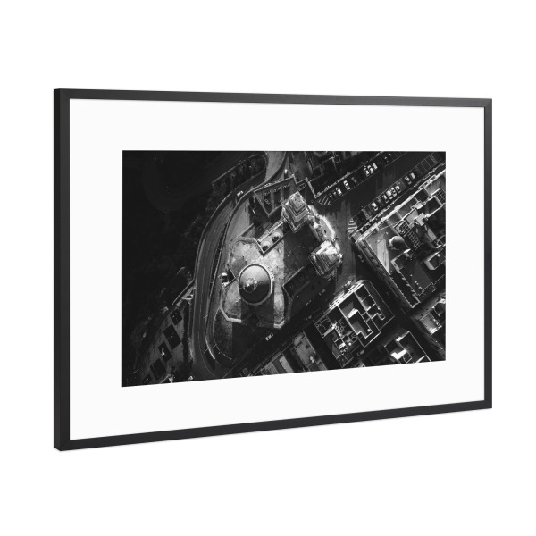 Poster mit Rahmen Schwarz (Metallic) "PARISH CHURCH OF MELLIEHA, MALTA" artboxONE - Städte,Reise,Schwarzweiß,Reise / Länder