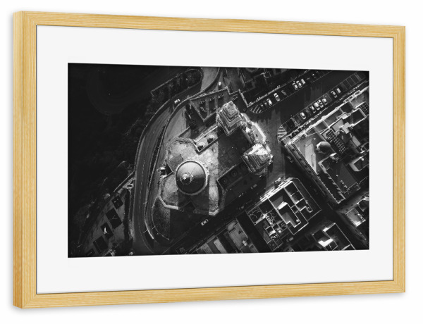 Poster mit Rahmen kiefer "PARISH CHURCH OF MELLIEHA, MALTA" artboxONE - Städte,Reise,Schwarzweiß,Reise / Länder