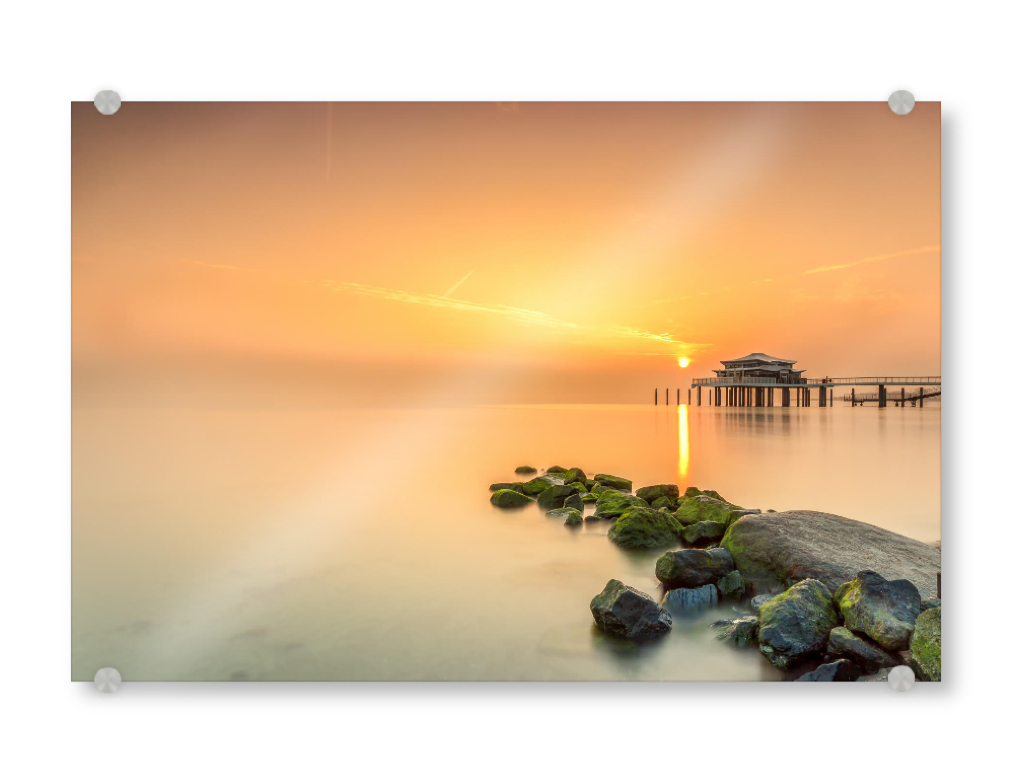 Acrylglasbild "Wolkenlos Timmendorfer Strand" artboxONE - Natur,Reise,Reise / Strand und Meer