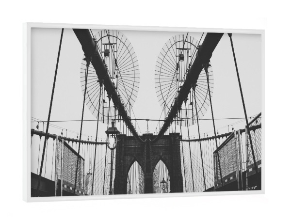 Poster mit weißem Rahmen "BROOKLYN BRIDGE 2" artboxONE - Städte,Städte / New York,Reise,Schwarzweiß,Reise / Länder