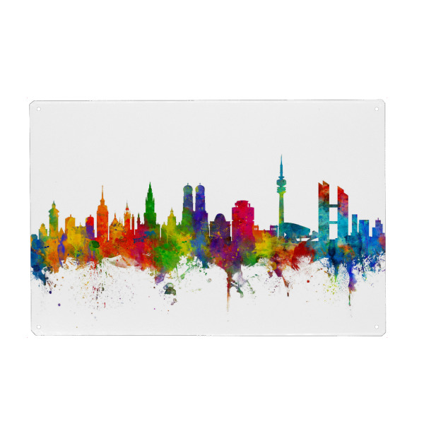 Holzbild "München Germany Skyline" artboxONE - Städte,Städte / München,Reise