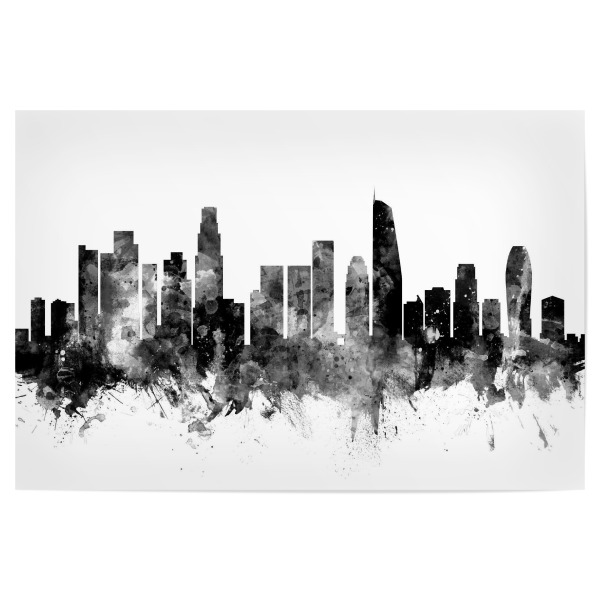 Poster "Los Angeles California Skyline 2" artboxONE - Städte,Reise,Schwarzweiß,Städte / Los Angeles