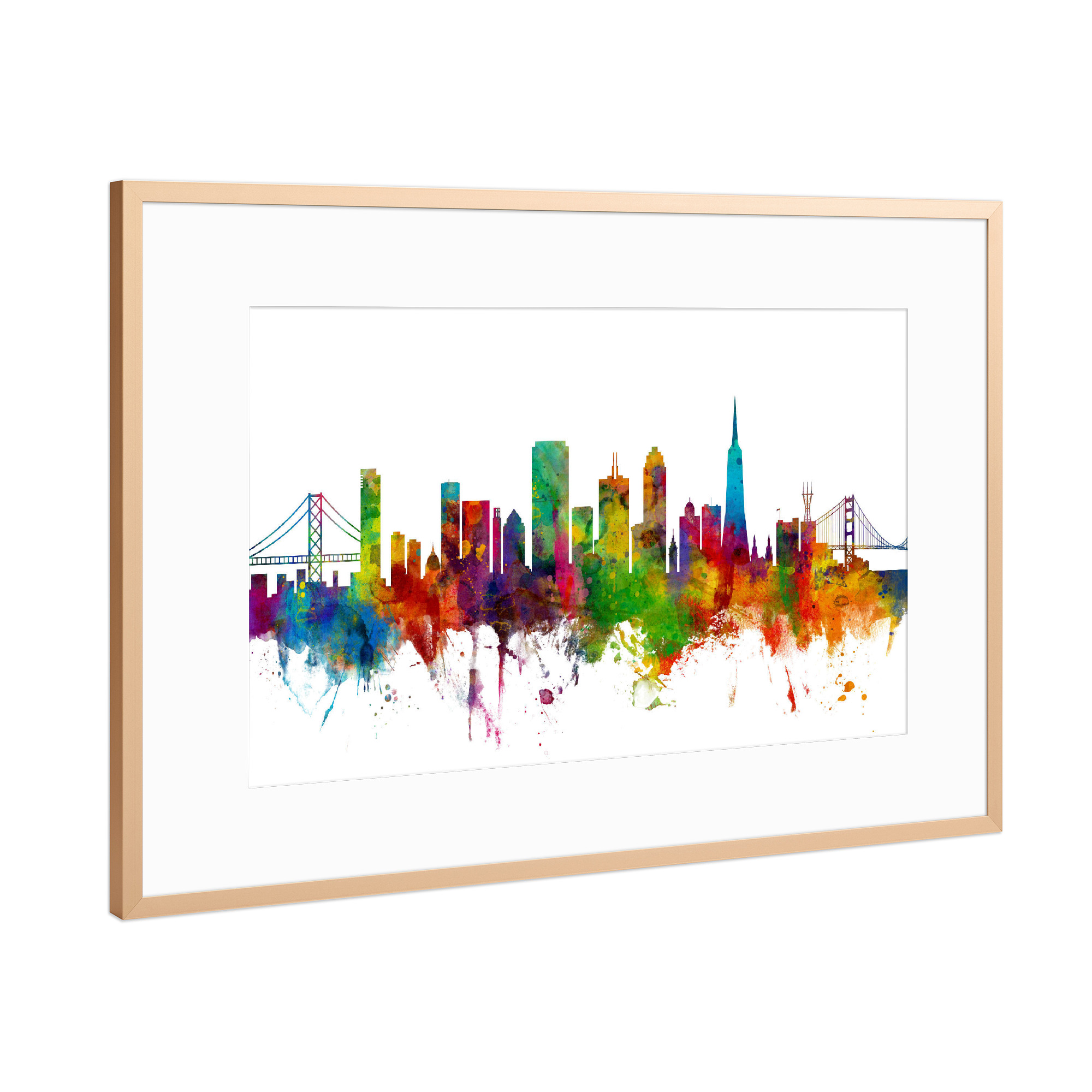 Poster mit Rahmen Kupfer "San Francisco City Skyline" artboxONE - Städte,Reise,Städte / San Francisco