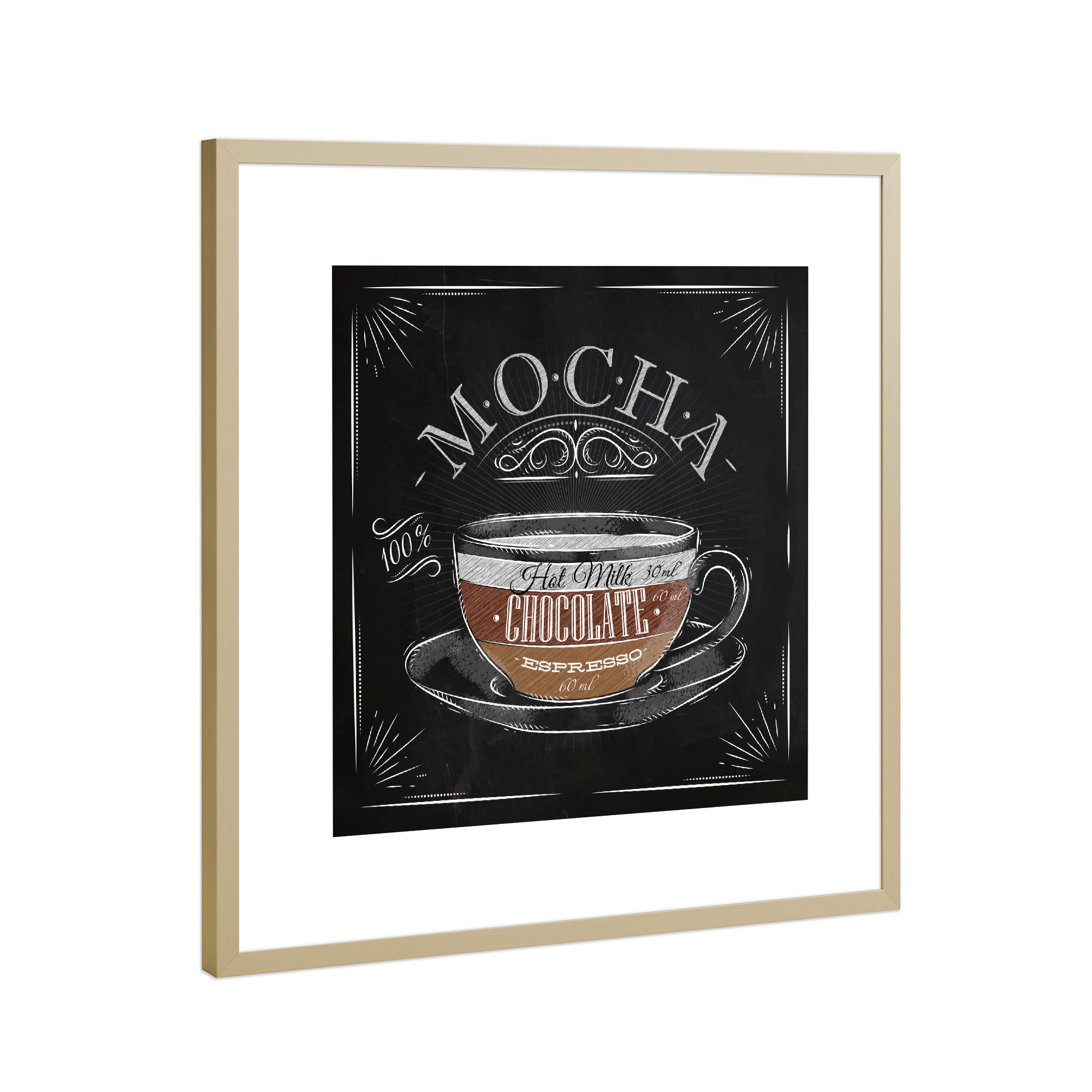 Poster mit Rahmen Gold "Mokka Kreide" artboxONE - Typografie,Essen & Trinken