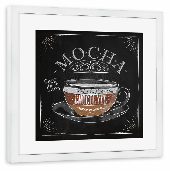 Poster mit Rahmen weiß "Mokka Kreide" artboxONE - Typografie,Essen & Trinken