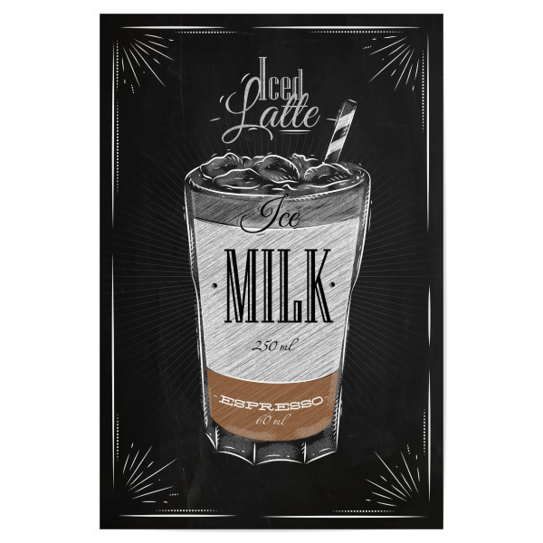 Poster 30x20 cm "Iced Latte Kreide" artboxONE - Typografie,Essen & Trinken