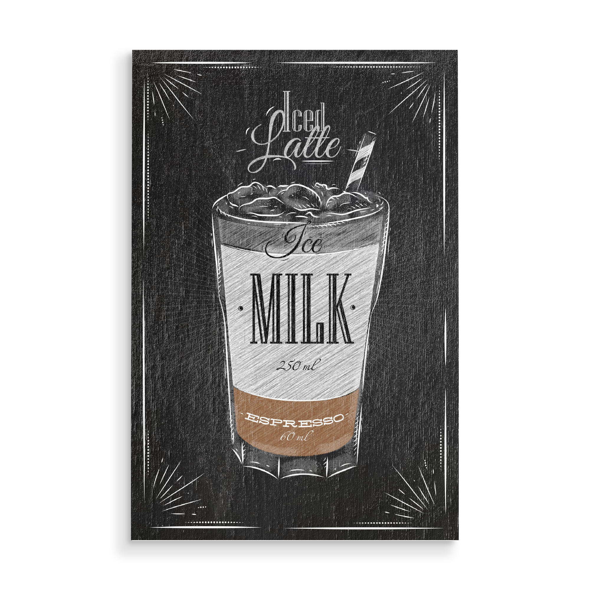 Holzbild "Iced Latte Kreide" artboxONE - Typografie,Essen & Trinken
