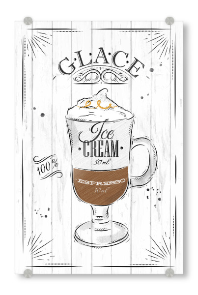 Acrylglasbild "Cafe Glace" artboxONE - Typografie,Essen & Trinken