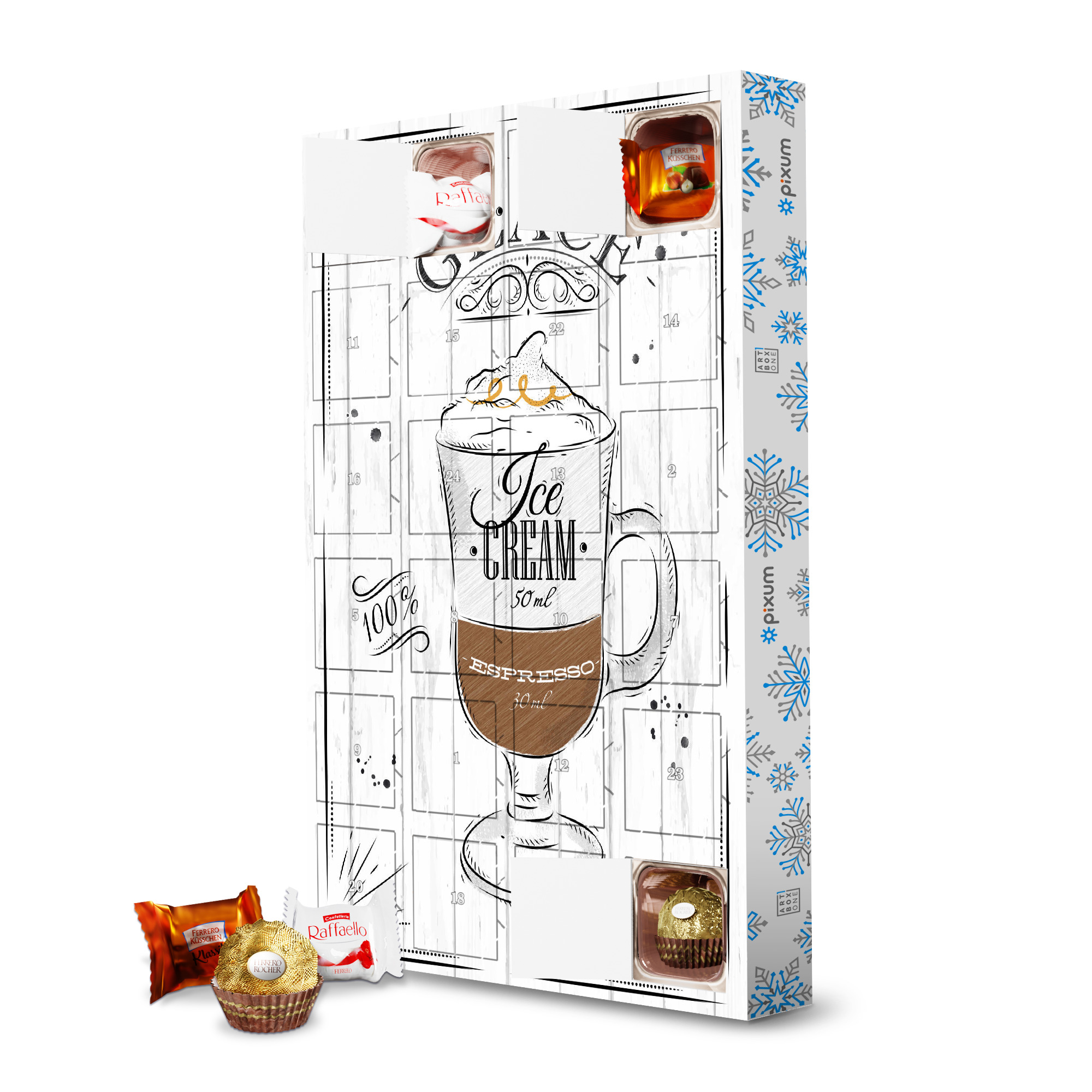 Adventskalender mit Ferrero Pralinen Cafe Glace artboxONE Adventskalender Typografie