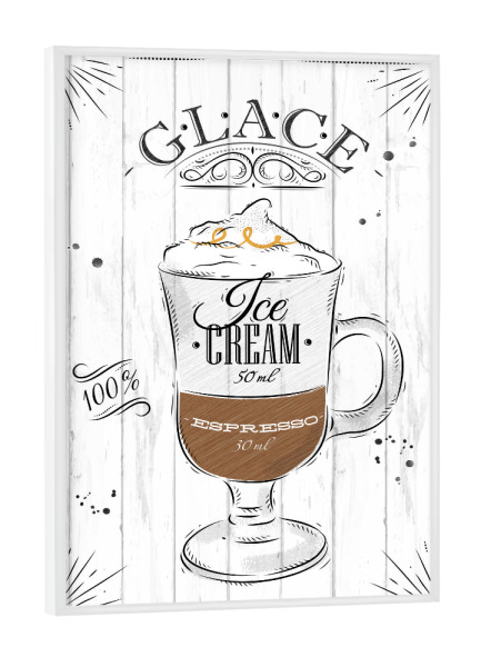 Poster mit weißem Rahmen "Cafe Glace" artboxONE - Typografie,Essen & Trinken