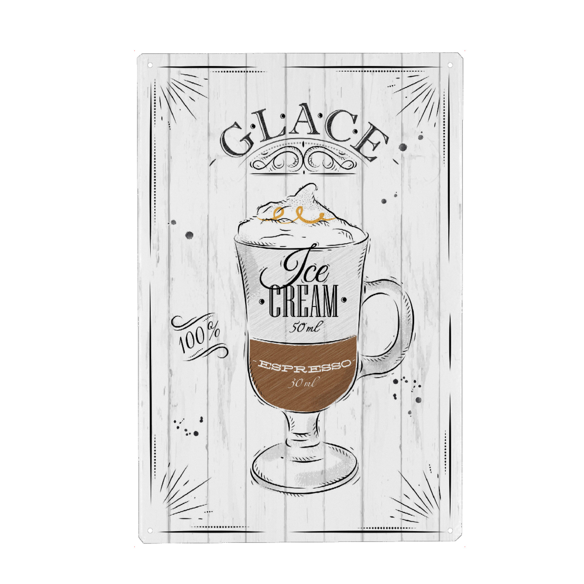 Metall Poster "Cafe Glace" artboxONE - Typografie,Essen & Trinken