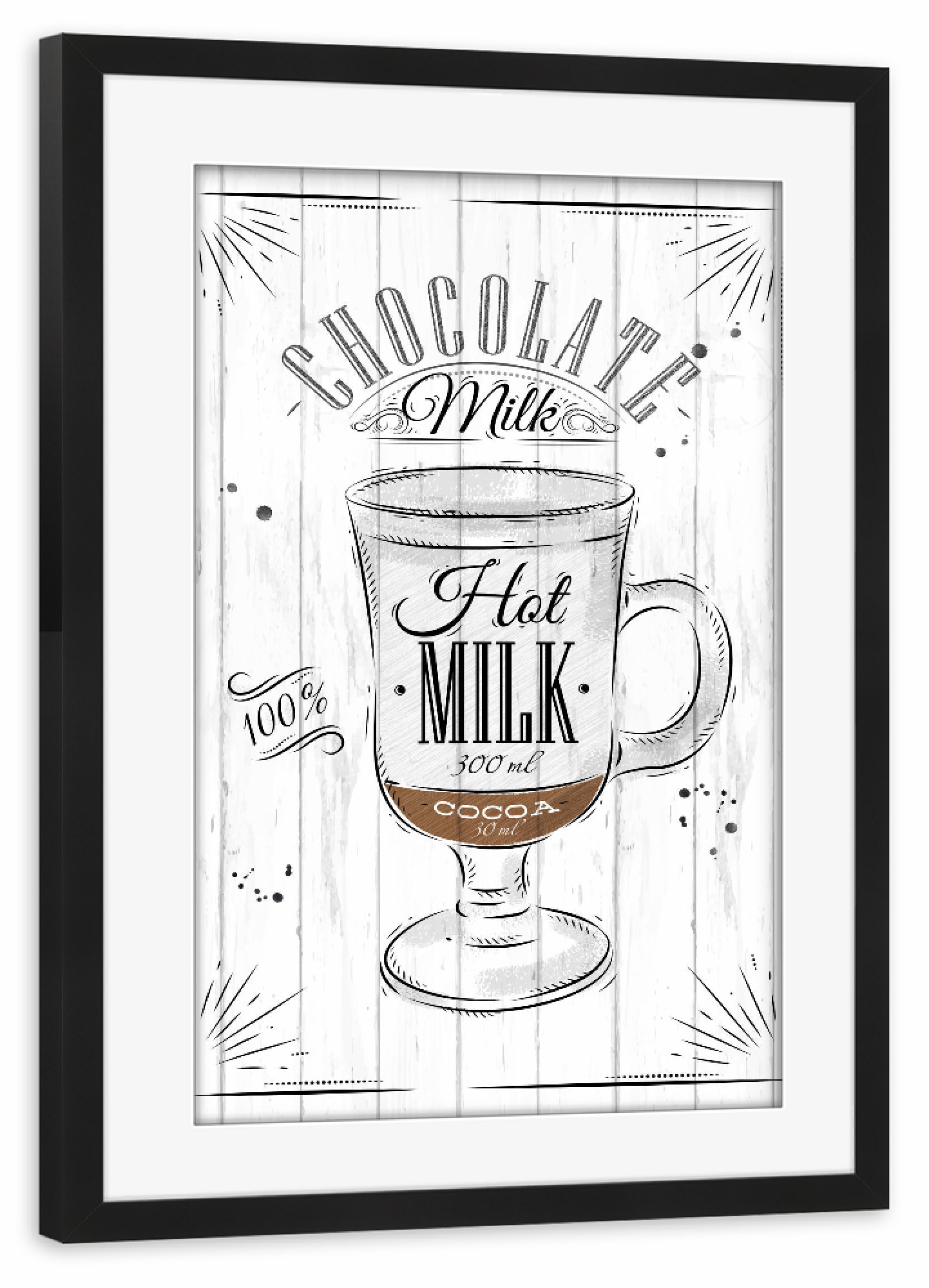 Poster mit Rahmen schwarz "Schokoladenmilch" artboxONE - Typografie,Essen & Trinken