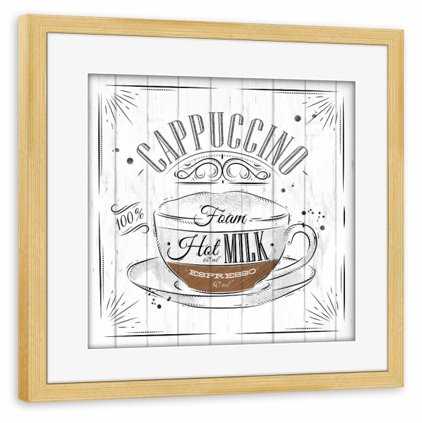 Poster mit Rahmen kiefer "Cappuccino" artboxONE - Typografie,Essen & Trinken
