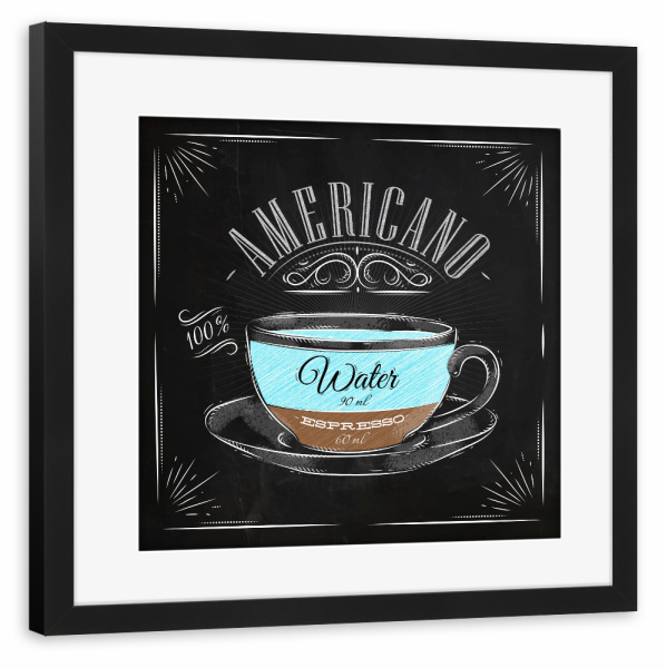 Poster mit Rahmen schwarz "Americano Kreide" artboxONE - Typografie,Essen & Trinken