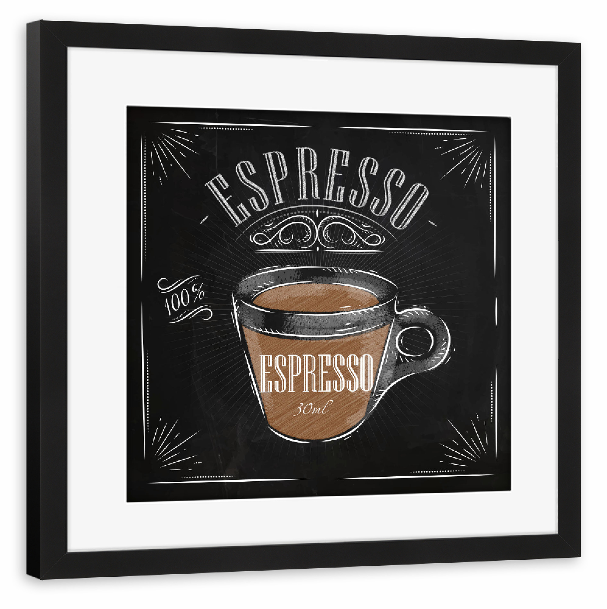 Poster mit Rahmen schwarz "Espresso Kreide" artboxONE - Essen & Trinken,Schwarzweiß