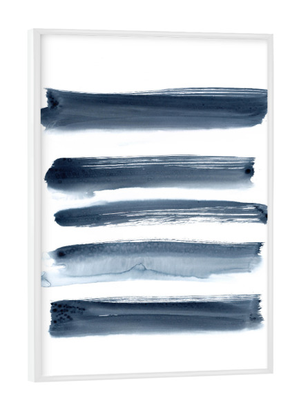 Poster mit weißem Rahmen "Indigo Brushstrokes" artboxONE - Abstrakt