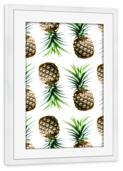 Poster mit Rahmen weiß "Pineapple Pattern" artboxONE - Natur,Floral,Essen & Trinken / Obst & Gemüse,Festivals