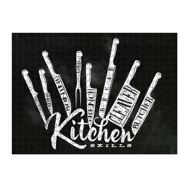 artboxONE Puzzle "Fleisch Schneidemesser Kreide" artboxONE - Typografie,Essen & Trinken