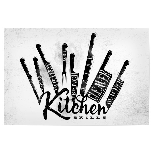 Poster 30x20 cm "Fleisch Schneidemesser (wb)" artboxONE - Typografie,Essen & Trinken